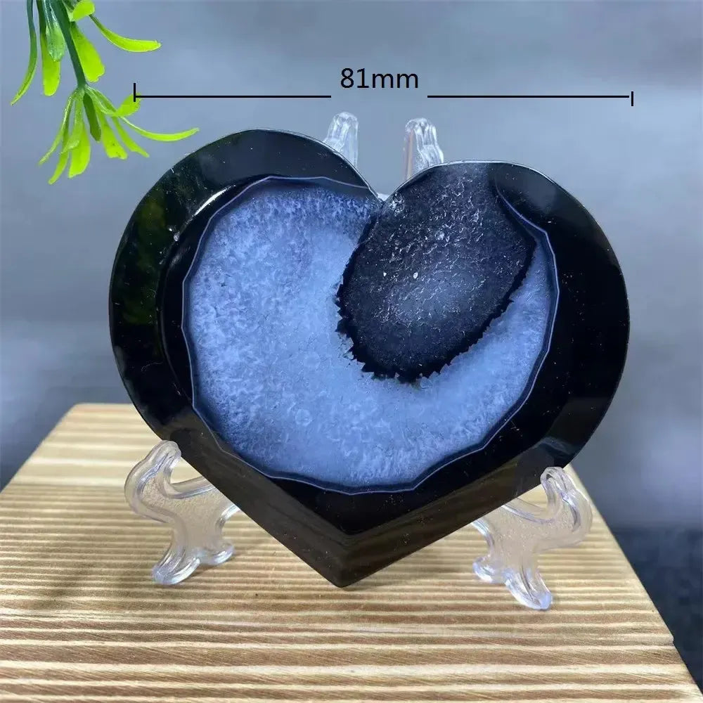 Black Agate Heart Geode Crystal-Hearts-Ali-Black Agate-114g-Crystal Destiny