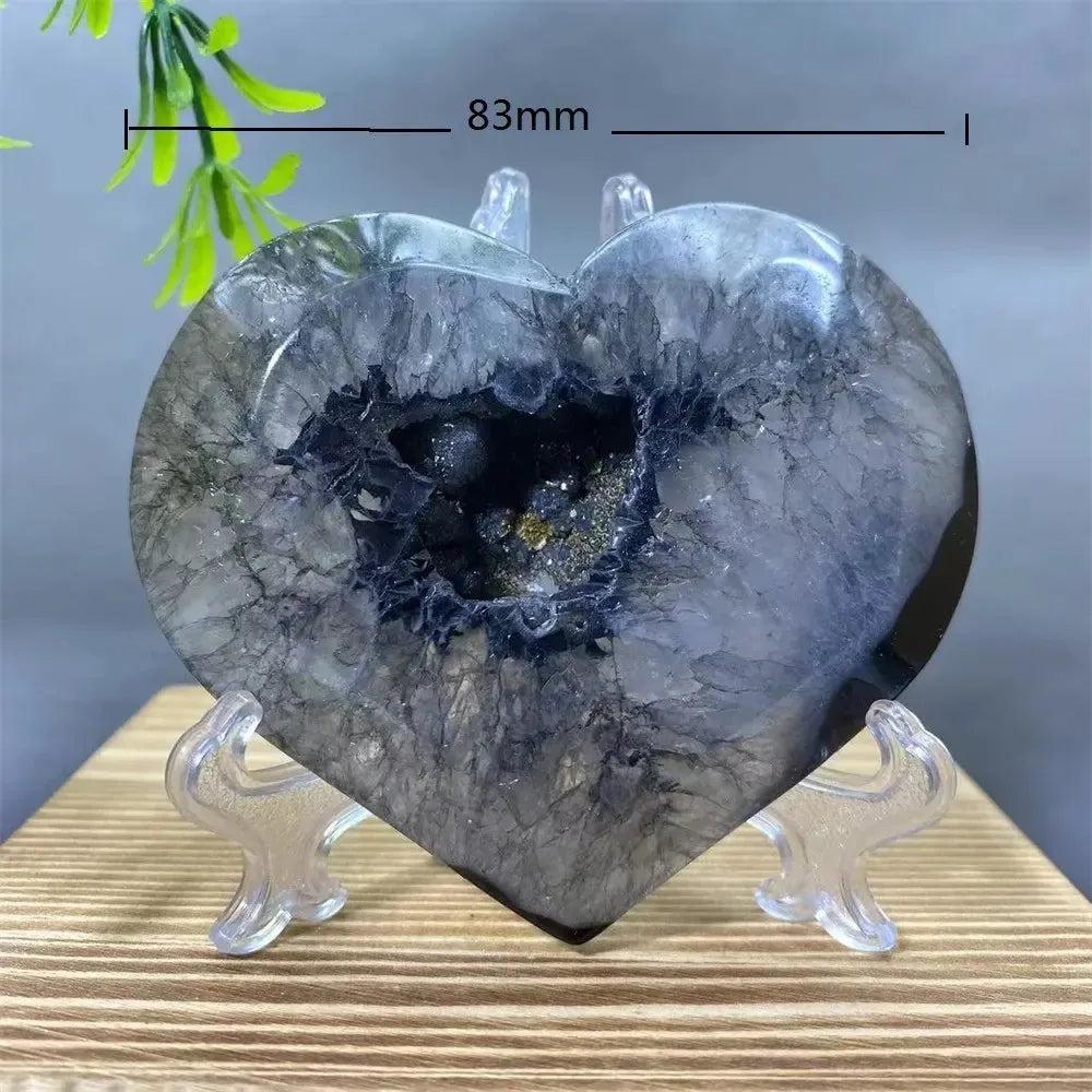 Black Agate Heart Geode Crystal