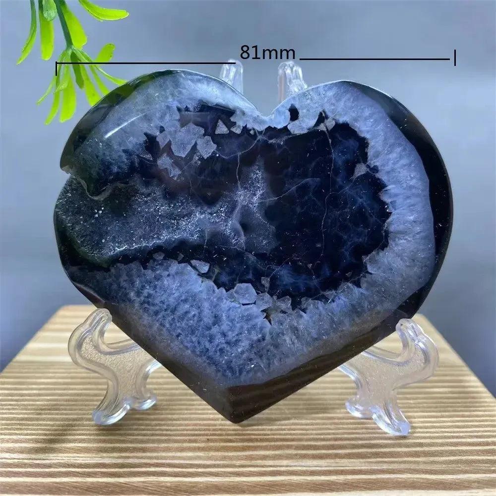 Black Agate Heart Geode Crystal