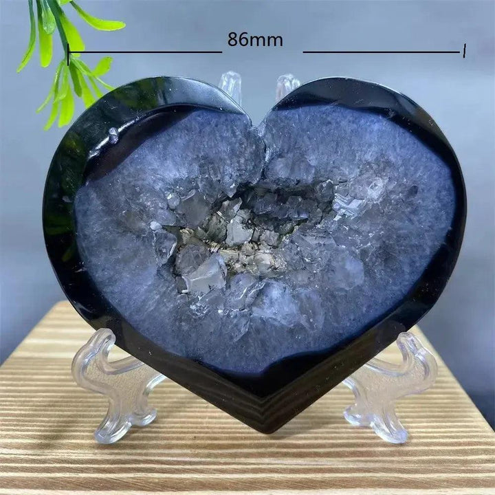 Black Agate Heart Geode Crystal