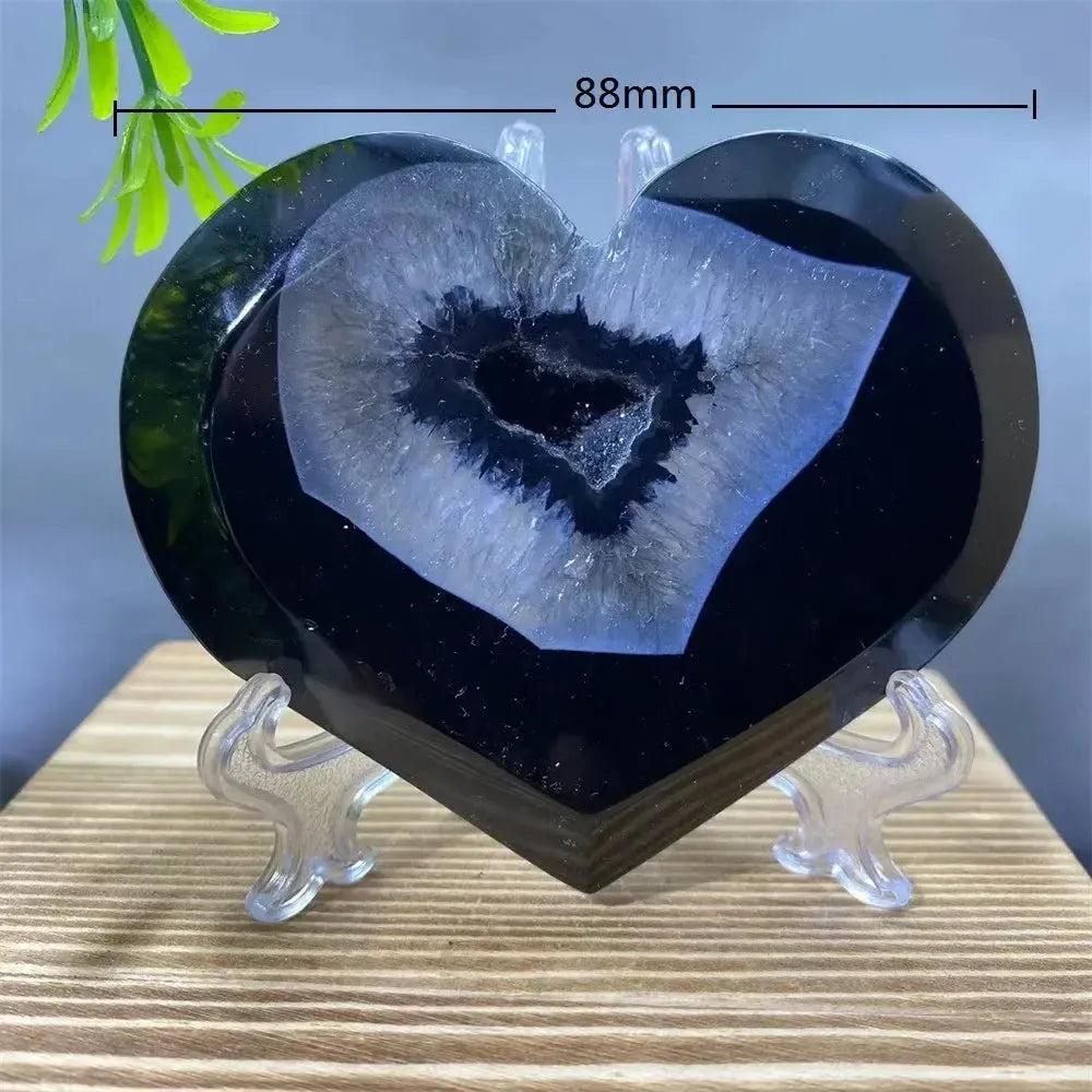 Black Agate Heart Geode Crystal