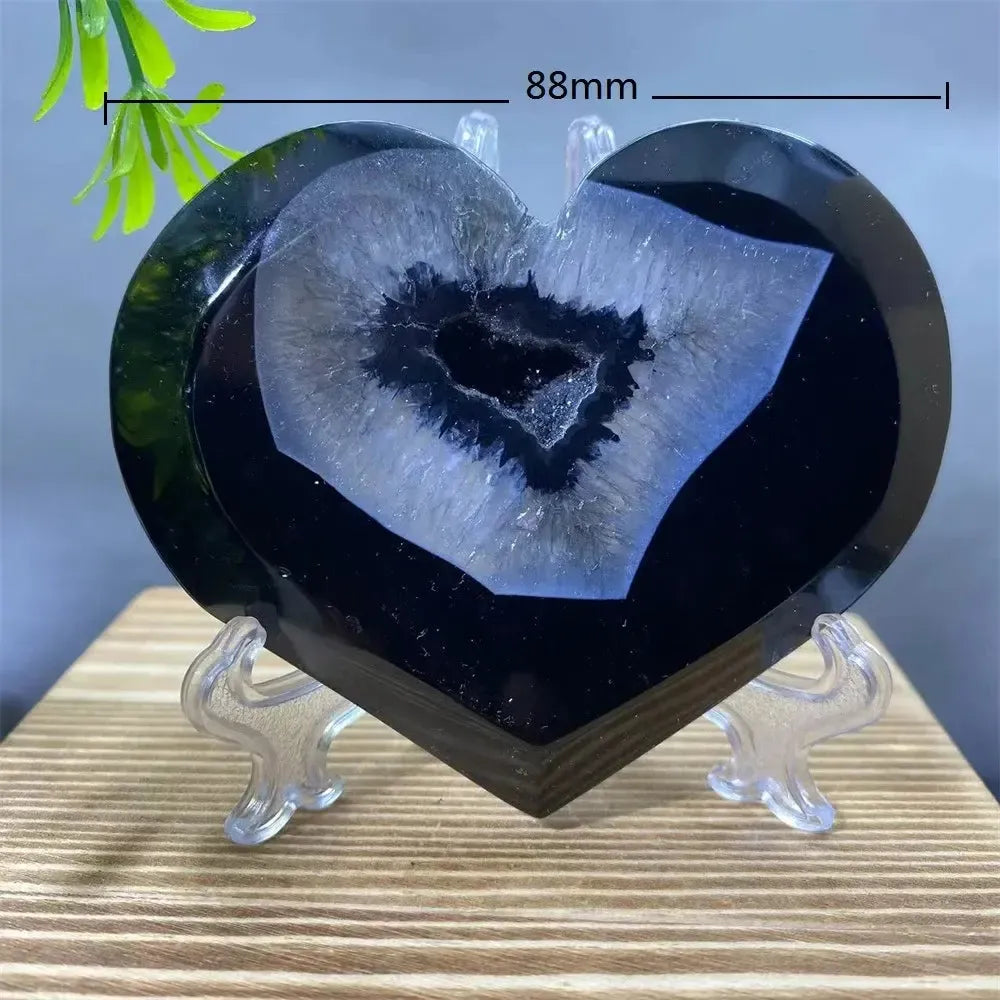 Black Agate Heart Geode Crystal-Hearts-Ali-Black Agate-122g-Crystal Destiny
