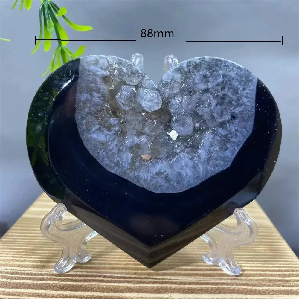 Black Agate Heart Geode Crystal-Hearts-Ali-Black Agate-125g-Crystal Destiny
