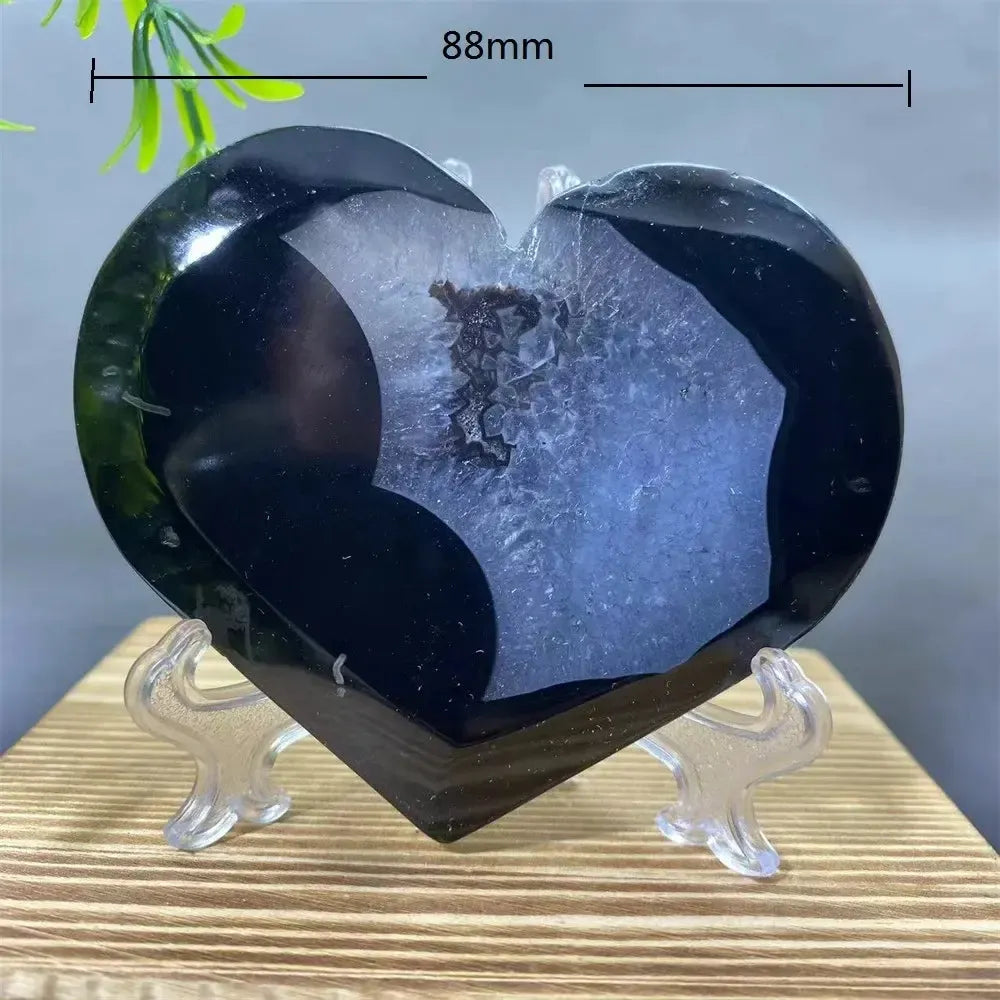 Black Agate Heart Geode Crystal-Hearts-Ali-Black Agate-131g 1-Crystal Destiny