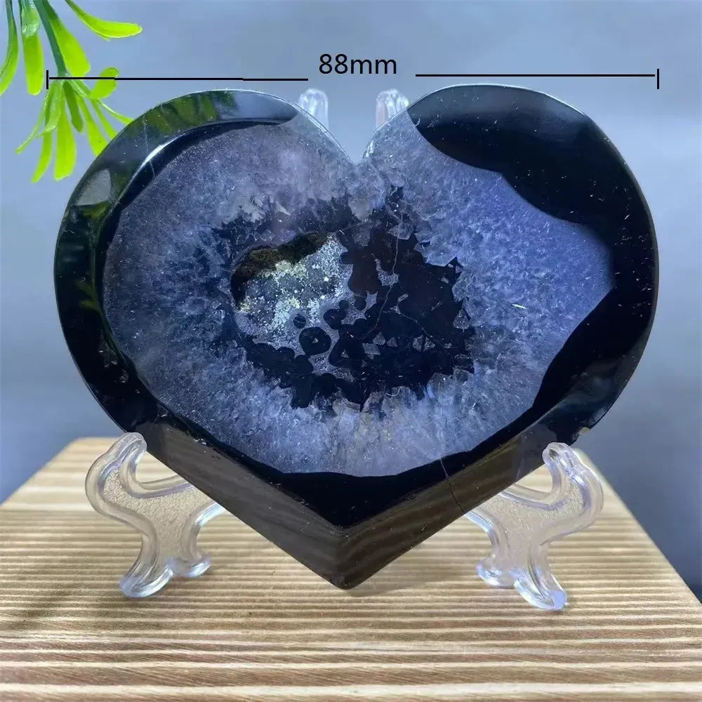 Black Agate Heart Geode Crystal-Hearts-Ali-Black Agate-131g-Crystal Destiny