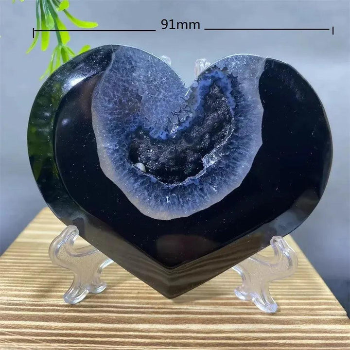 Black Agate Heart Geode Crystal