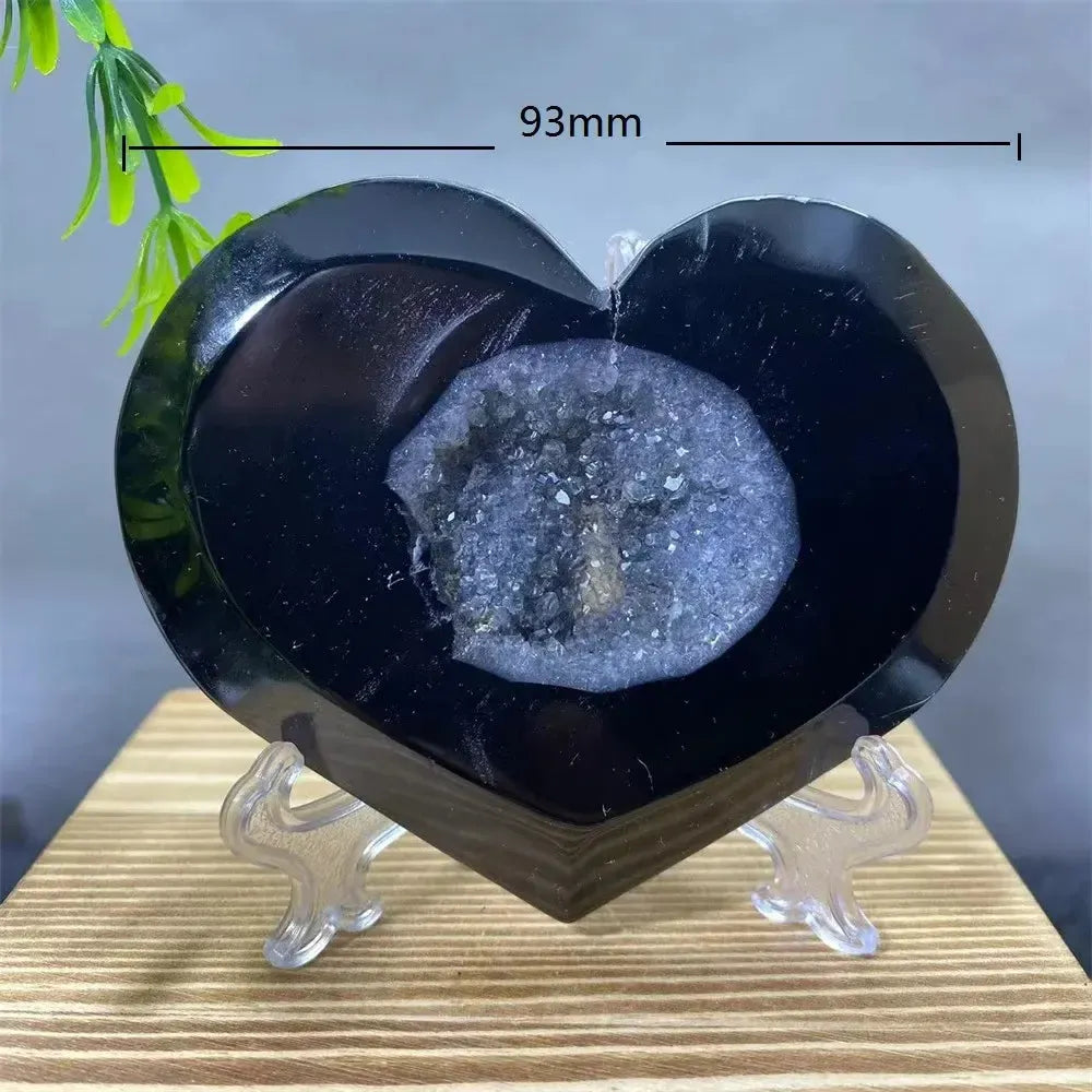 Black Agate Heart Geode Crystal-Hearts-Ali-Black Agate-139g 1-Crystal Destiny
