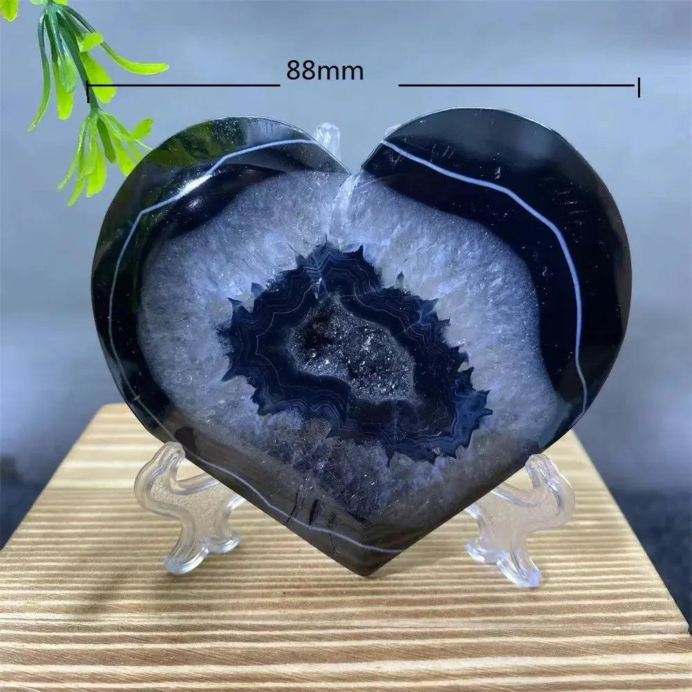 Black Agate Heart Geode Crystal