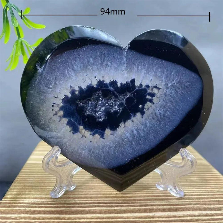 Black Agate Heart Geode Crystal