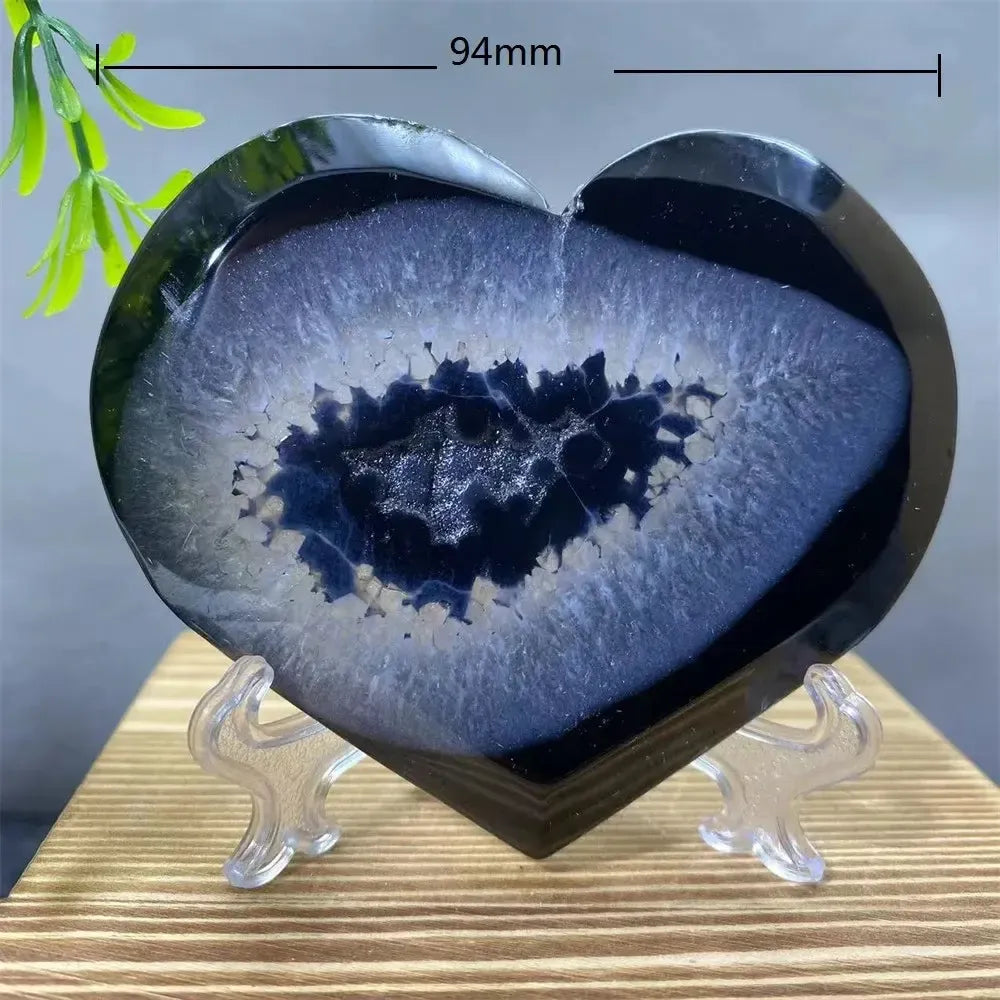 Black Agate Heart Geode Crystal-Hearts-Ali-Black Agate-144g-Crystal Destiny