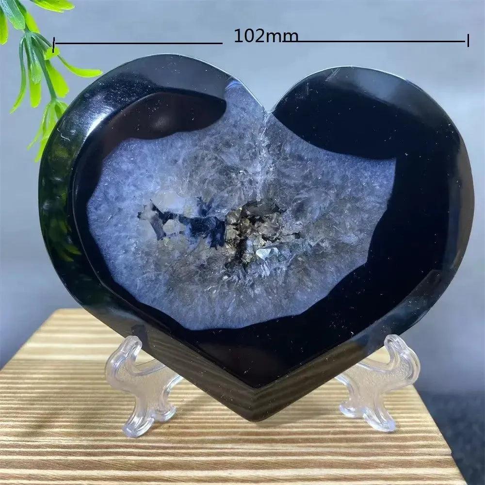 Black Agate Heart Geode Crystal