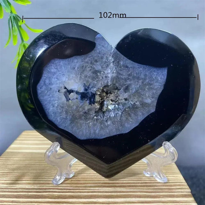 Black Agate Heart Geode Crystal