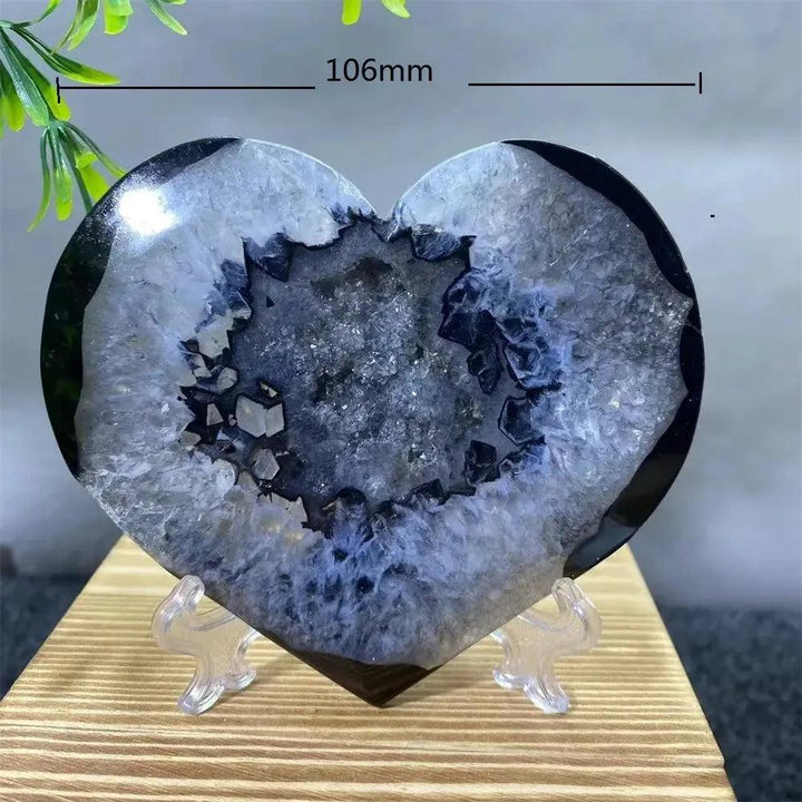 Black Agate Heart Geode Crystal