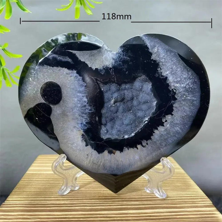 Black Agate Heart Geode Crystal