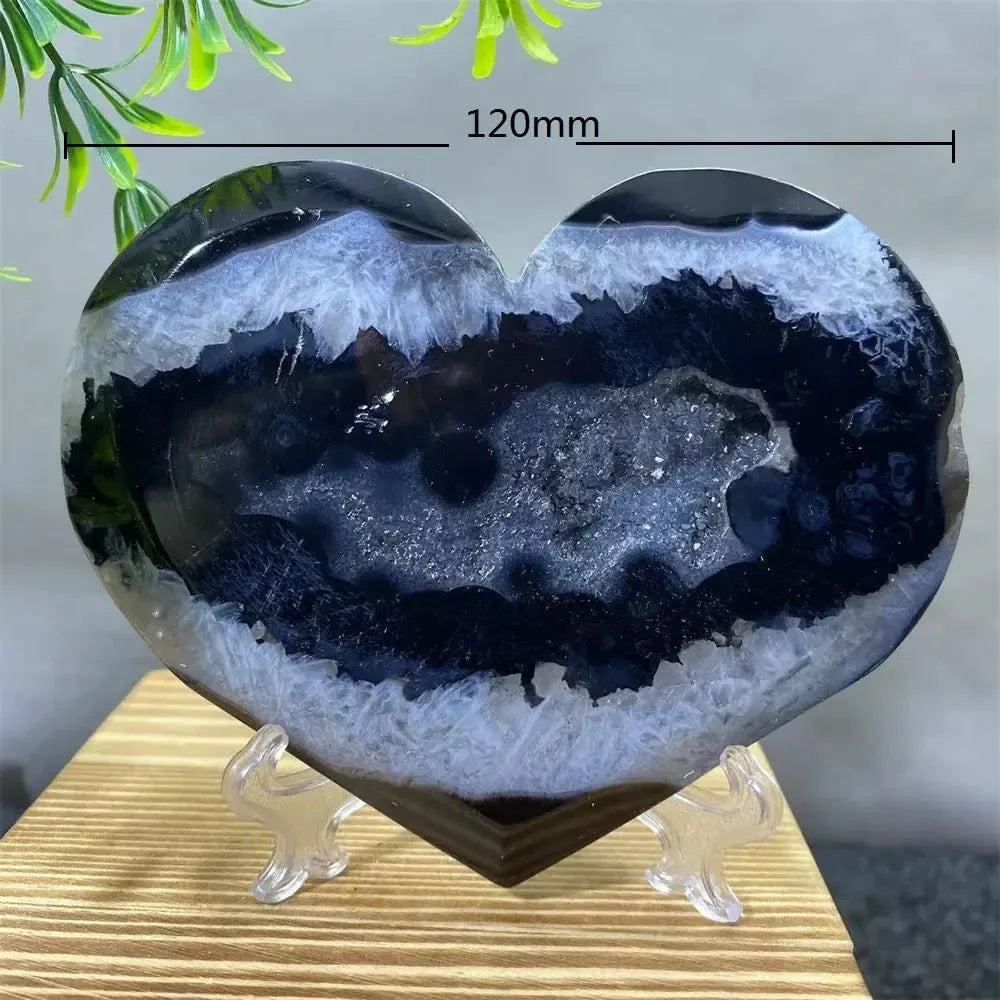 Black Agate Heart Geode Crystal-Hearts-Ali-Black Agate-237g-Crystal Destiny