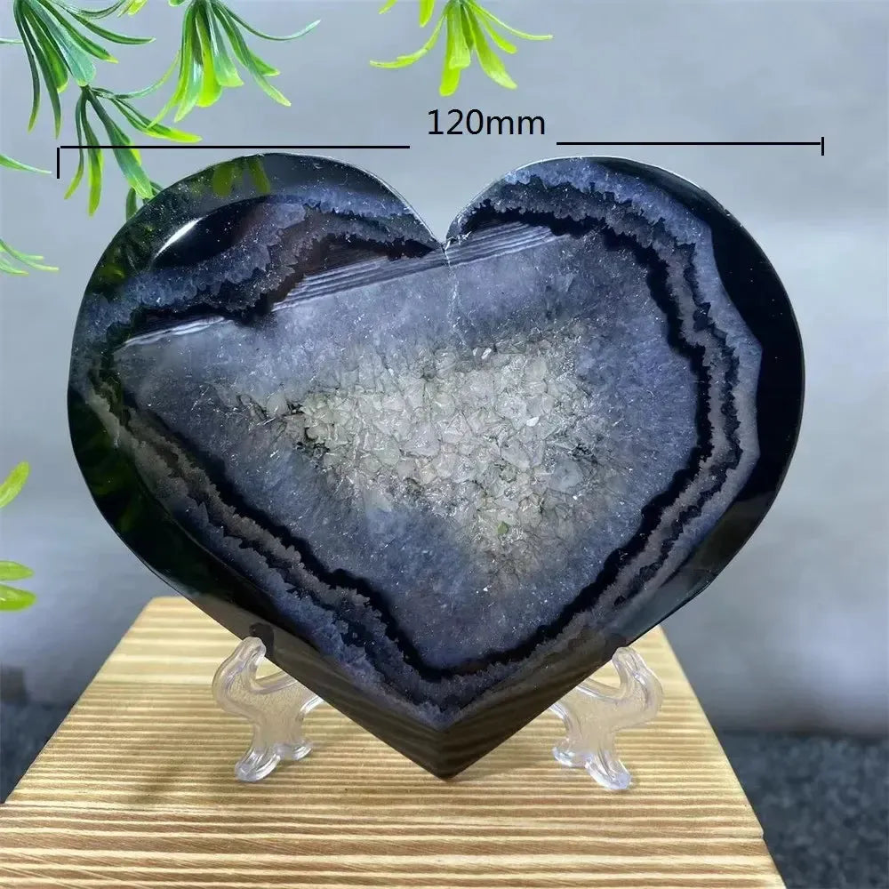 Black Agate Heart Geode Crystal-Hearts-Ali-Black Agate-243g-Crystal Destiny