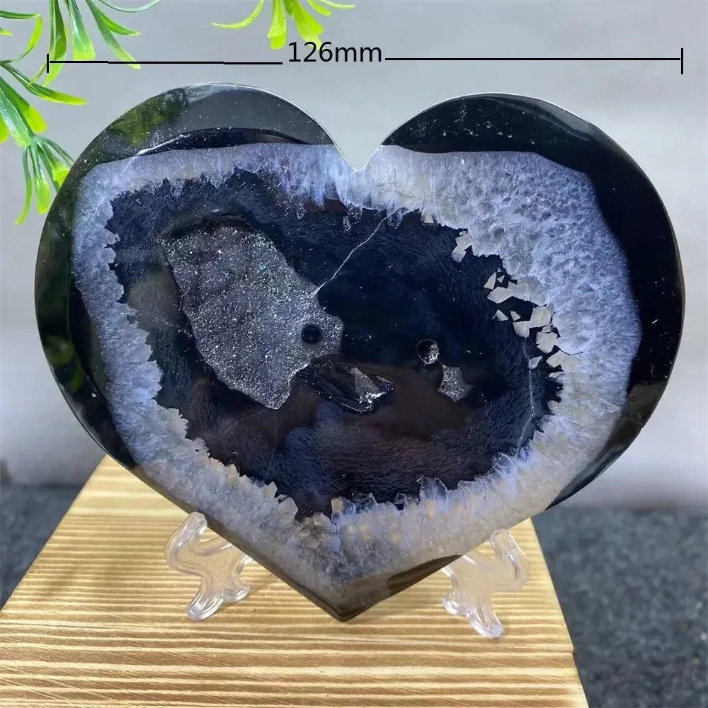 Black Agate Heart Geode Crystal-Hearts-Ali-Black Agate-265g-Crystal Destiny