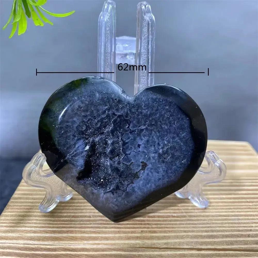 Black Agate Heart Geode Crystal