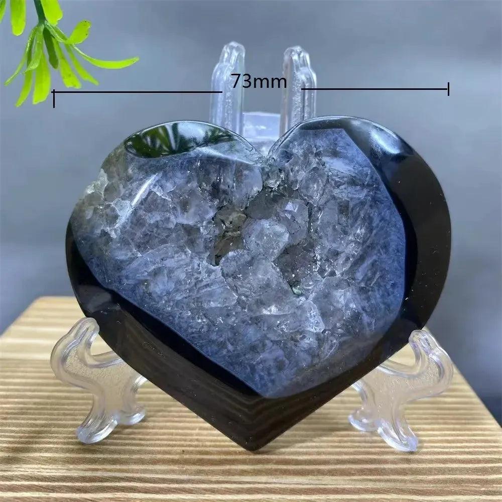 Black Agate Heart Geode Crystal