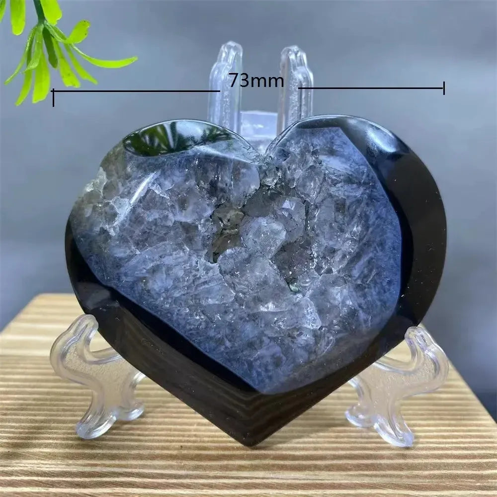Black Agate Heart Geode Crystal-Hearts-Ali-Black Agate-81g-Crystal Destiny