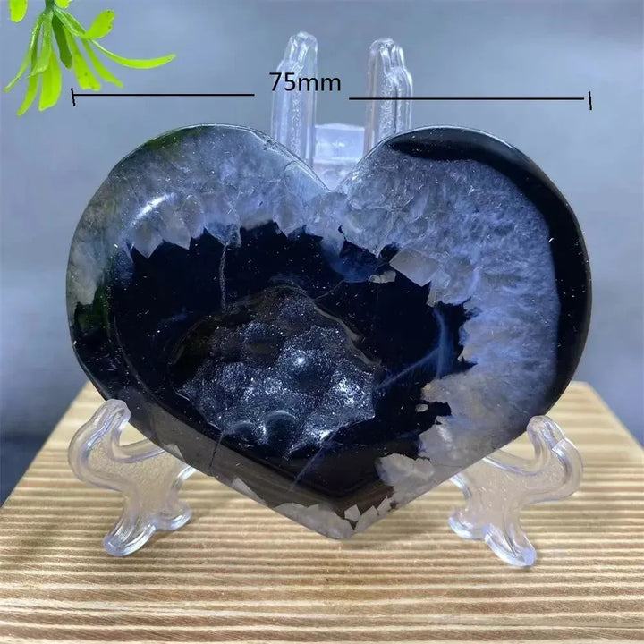 Black Agate Heart Geode Crystal-Hearts-Ali-Black Agate-84g-Crystal Destiny
