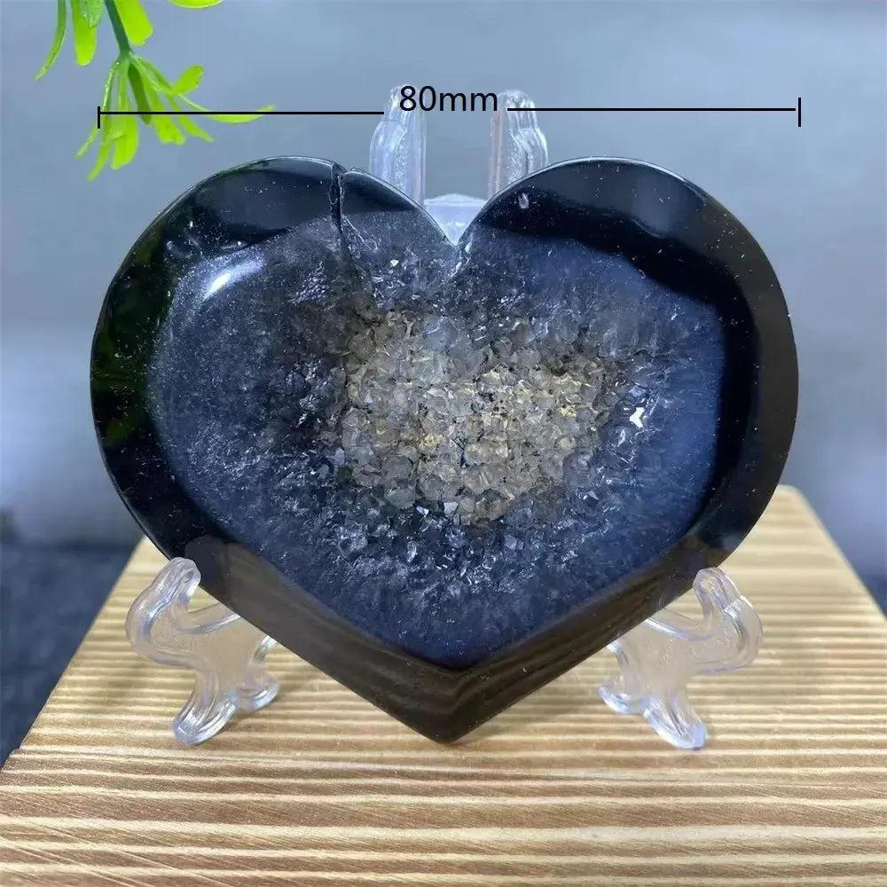 Black Agate Heart Geode Crystal