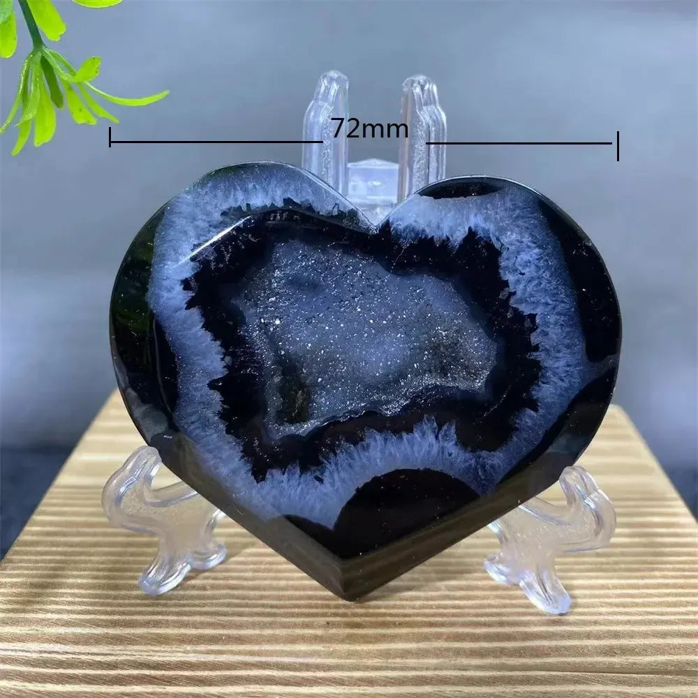 Black Agate Heart Geode Crystal-Hearts-Ali-Black Agate-93g-Crystal Destiny