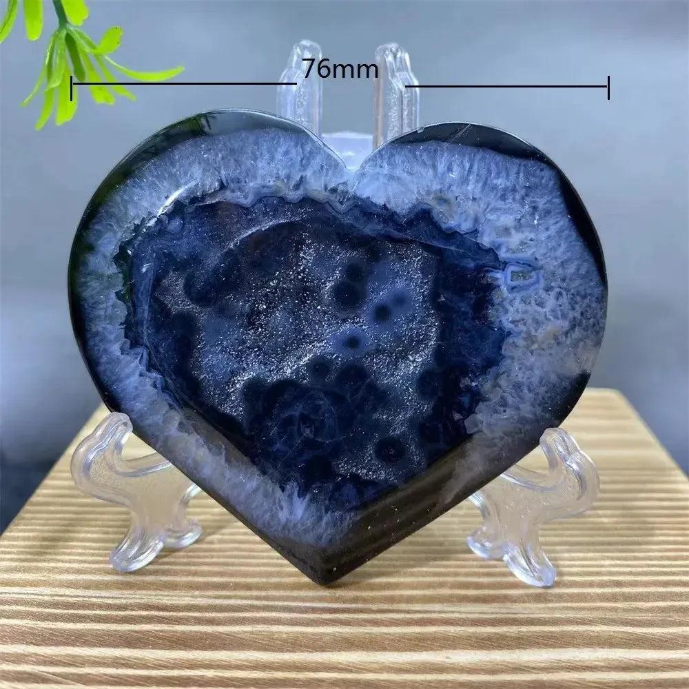 Black Agate Heart Geode Crystal