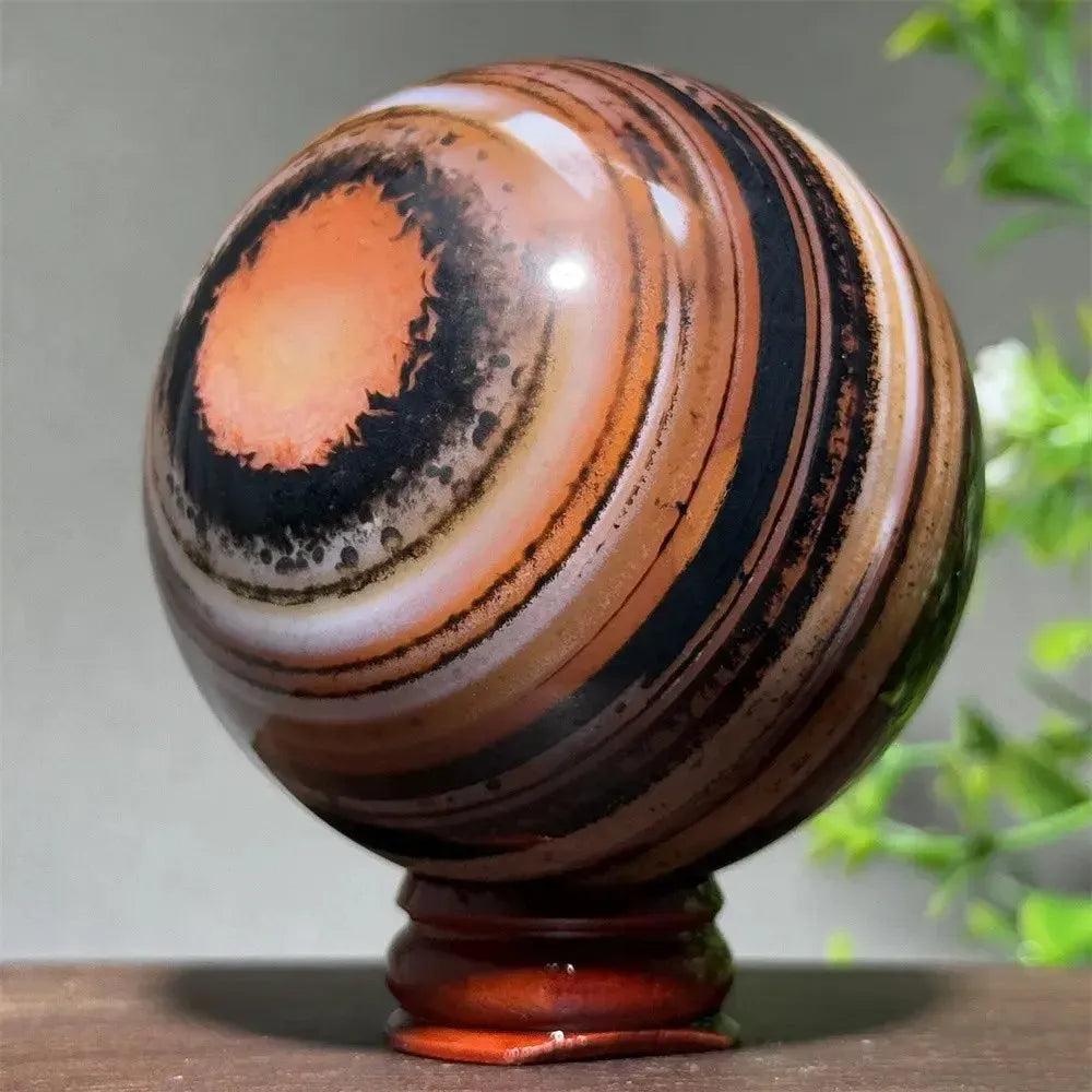 Black Banded Agate Sphere with Stand