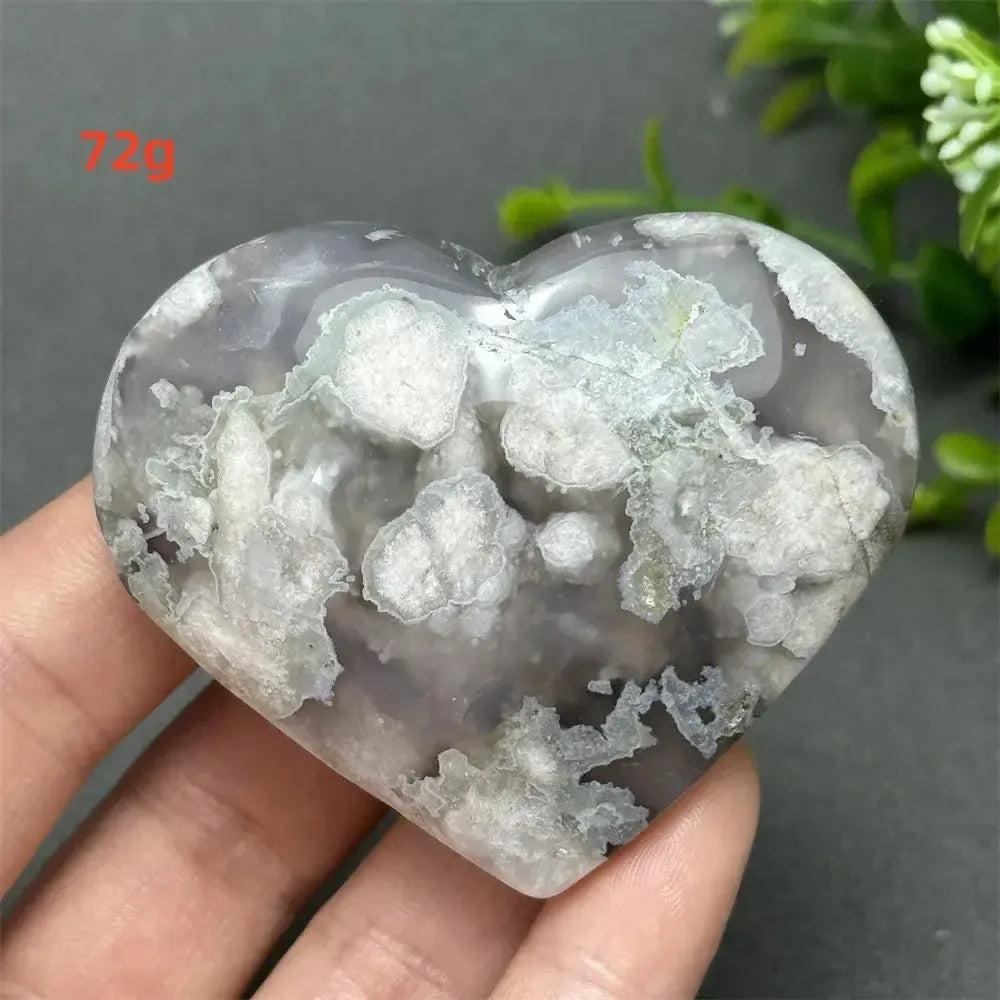 Black Cherry Blossom Agate Crystal Heart