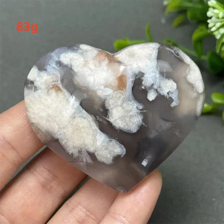 Black Cherry Blossom Agate Crystal Heart
