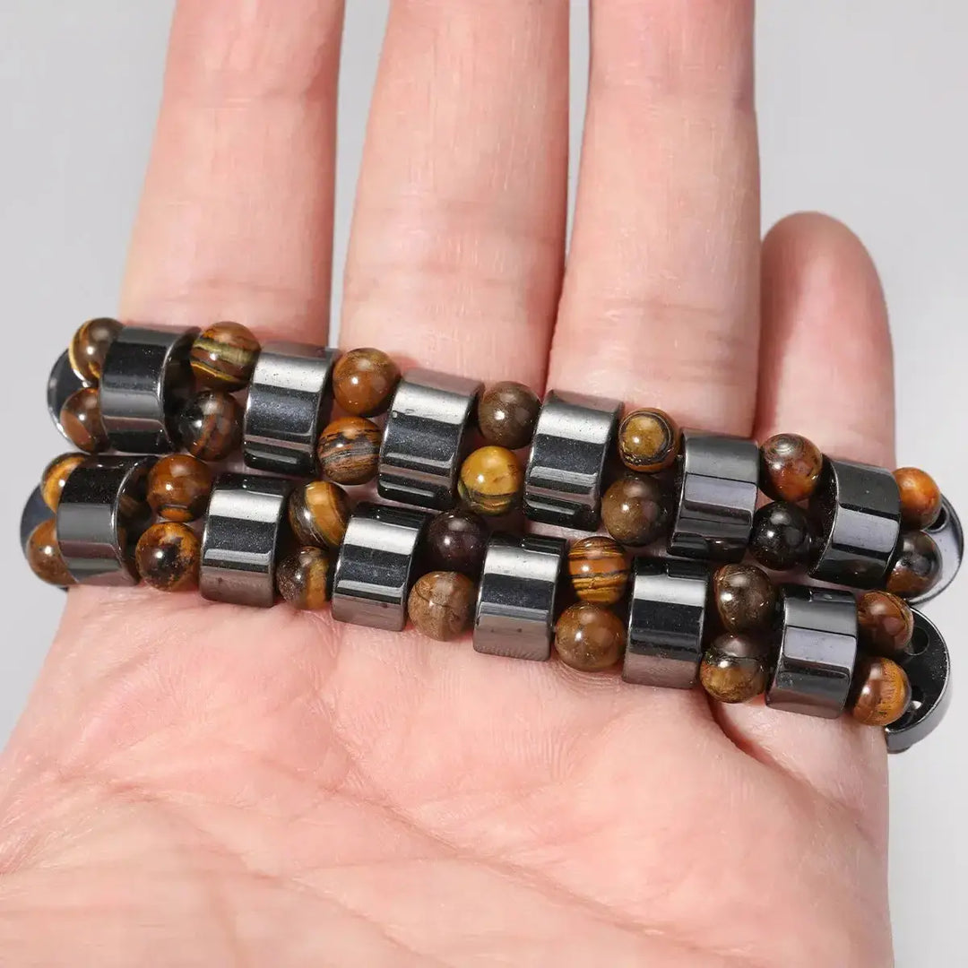 Black Obsidian Hematite Tiger's Eye Beaded Bracelet-Bracelets-Ali-Tiger's Eye + Black Obsidian-180-190mm-Crystal Destiny