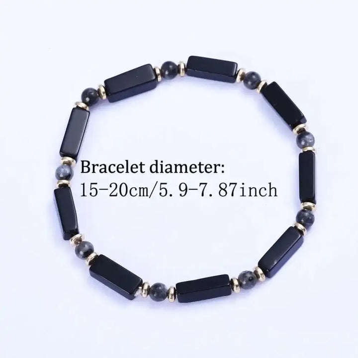 Black Onyx and Labradorite Rectangular Bead Bracelet