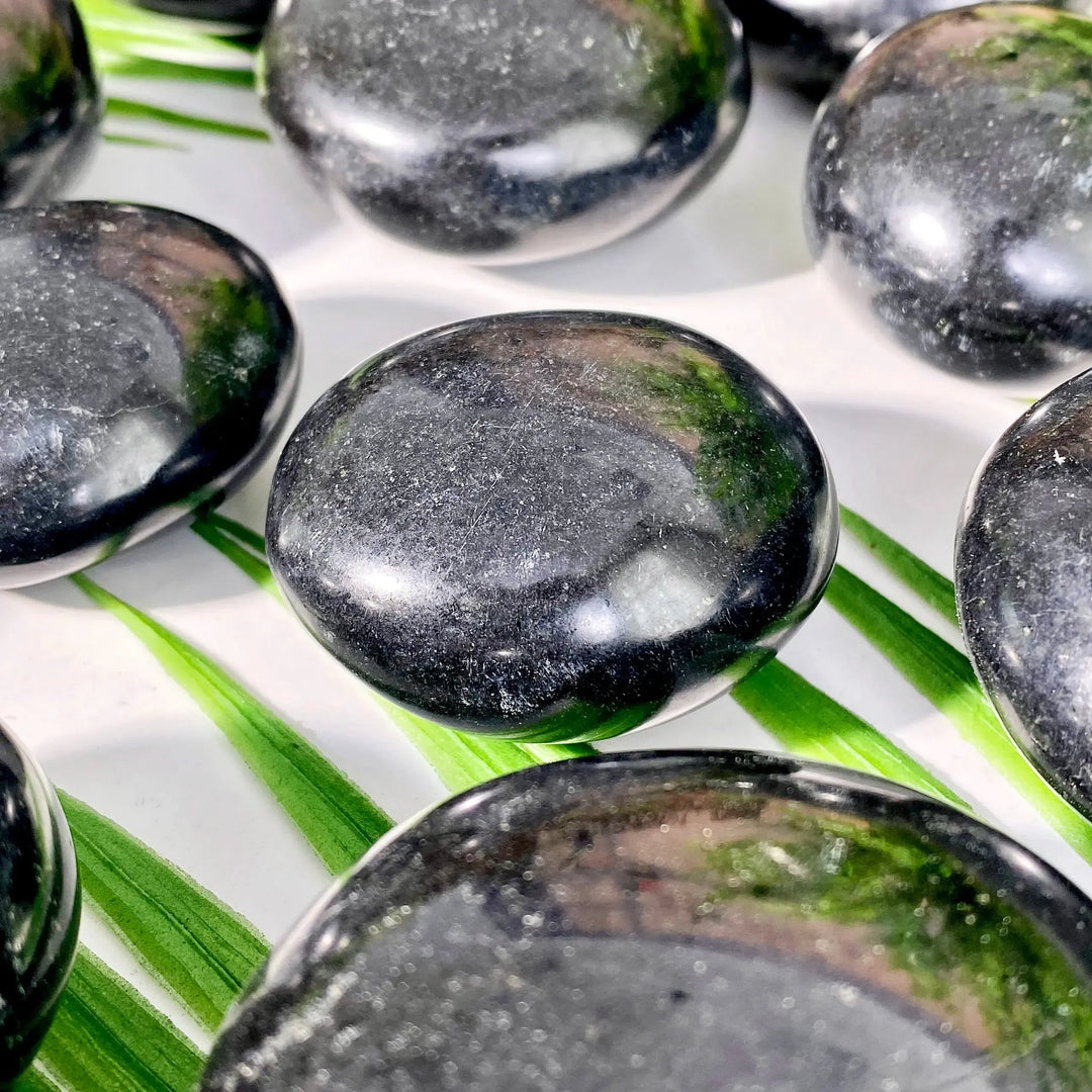 Black Tourmaline Crystal Palmstone Polished Stones