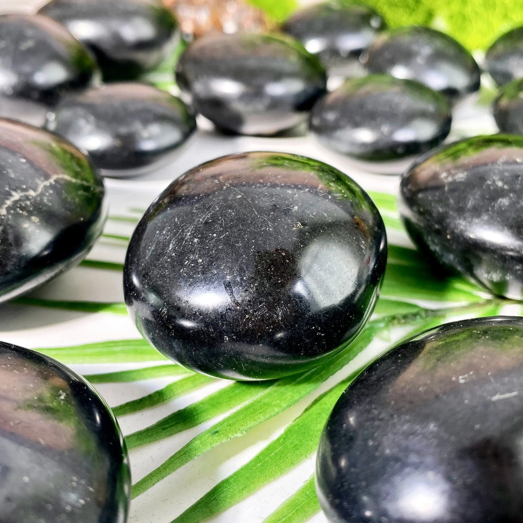 Black Tourmaline Crystal Palmstone Polished Stones
