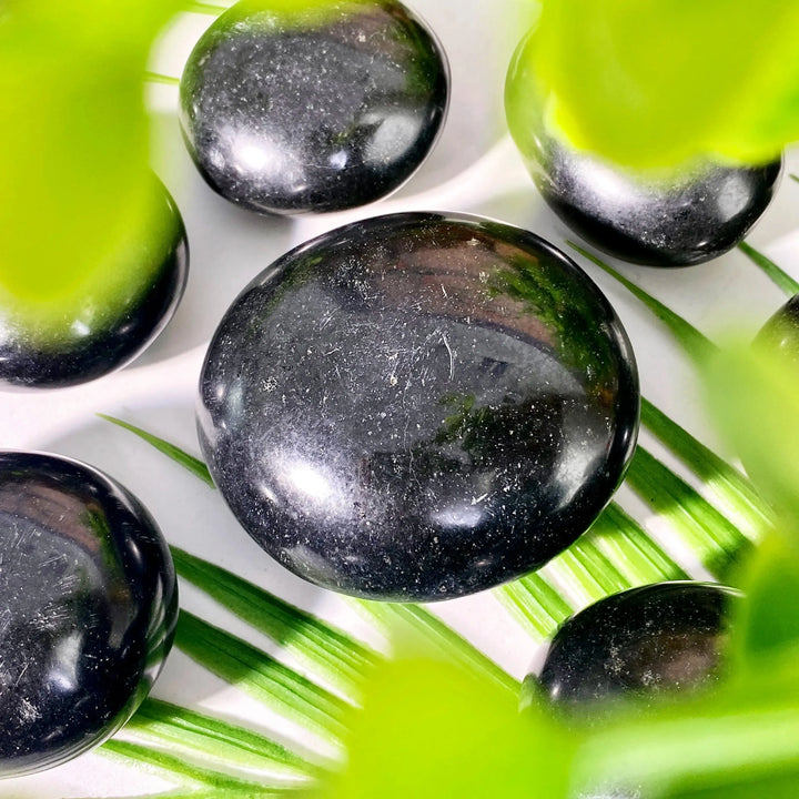 Black Tourmaline Crystal Palmstone Polished Stones
