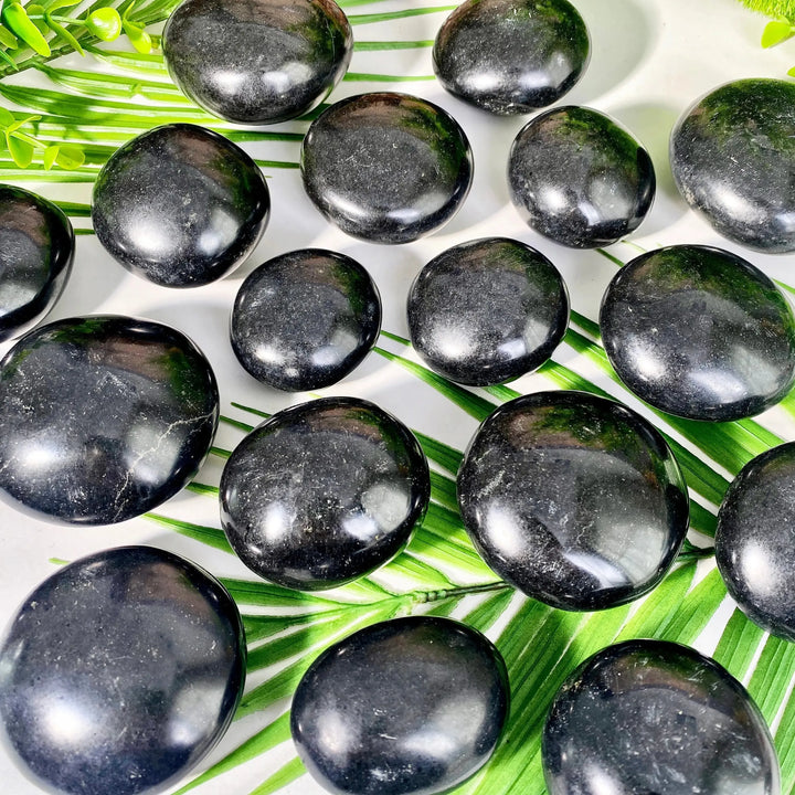 Black Tourmaline Crystal Palmstone Polished Stones