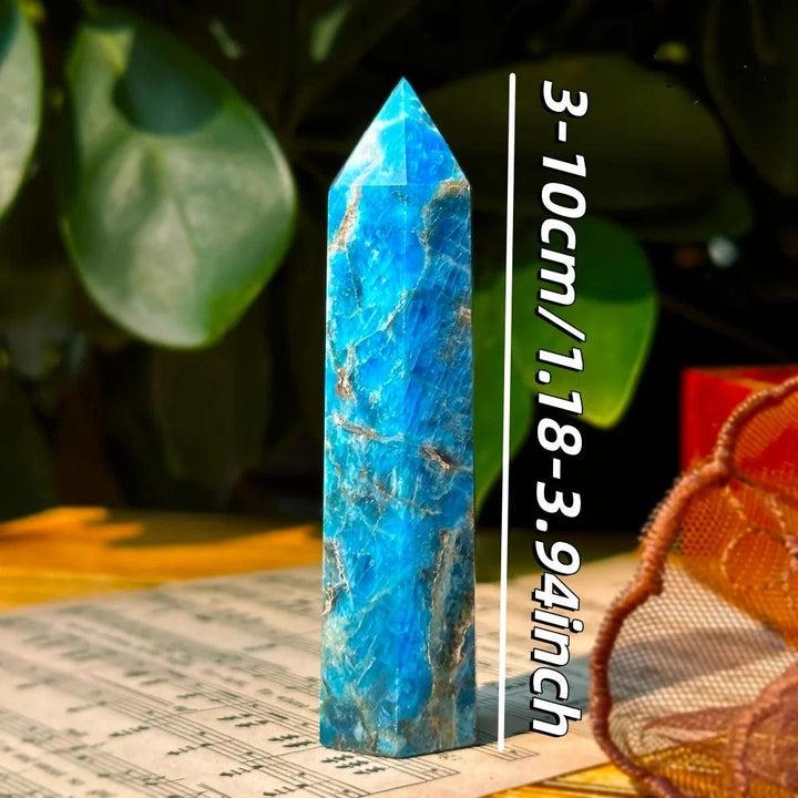 Vibrant Blue Apatite Tower crystal point for healing, 3-10cm natural stone specimen.