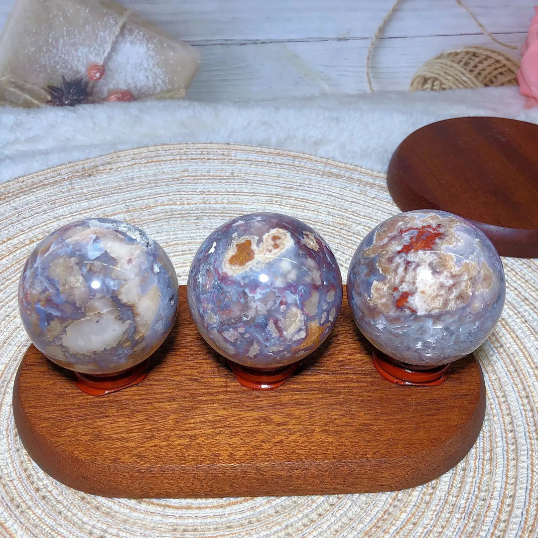 Blue Flower Agate Crystal Sphere-Spheres-Ali-Blue Flower Agate-1-Crystal Destiny