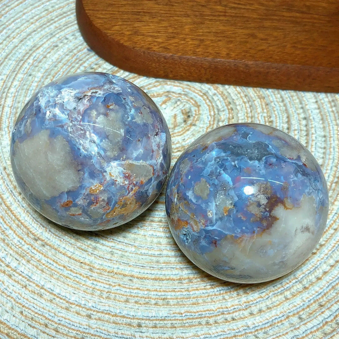 Blue Flower Agate Crystal Sphere-Spheres-Ali-Blue Flower Agate-1-Crystal Destiny