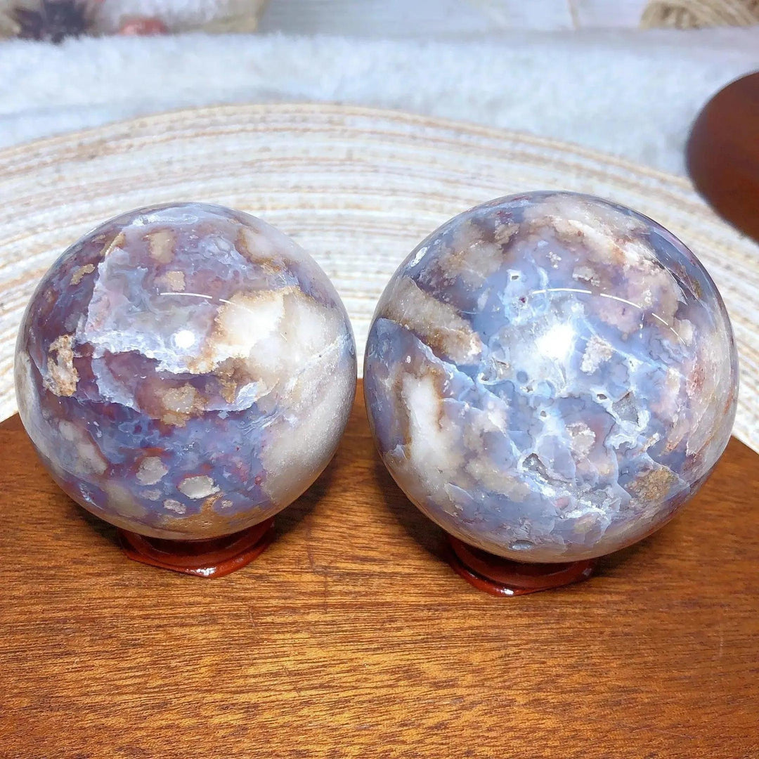 Blue Flower Agate Crystal Sphere