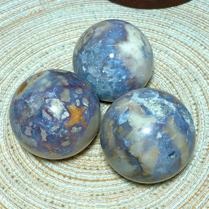 Blue Flower Agate Crystal Sphere-Spheres-Ali-Blue Flower Agate-1-Crystal Destiny