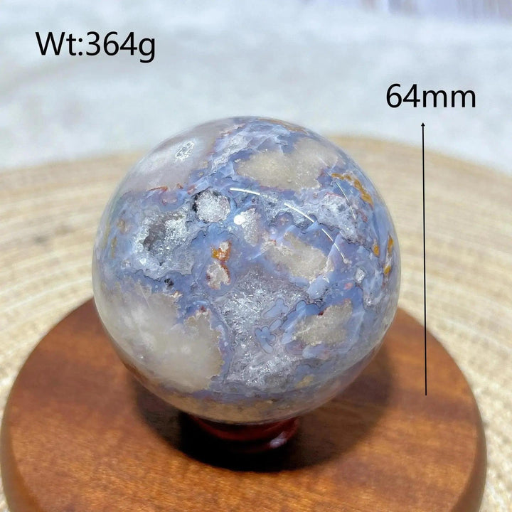 Blue Flower Agate Crystal Sphere