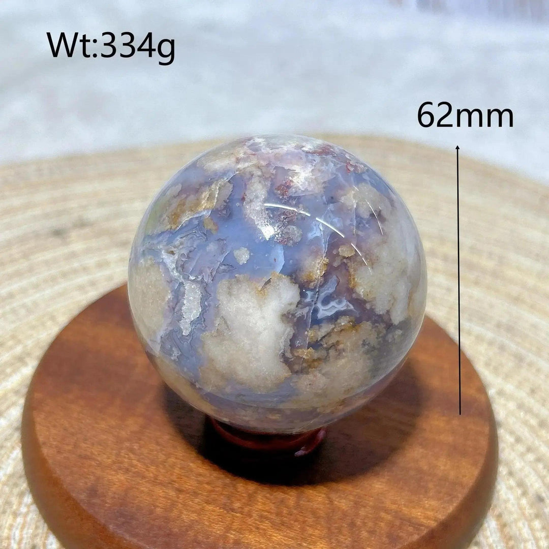 Blue Flower Agate Crystal Sphere