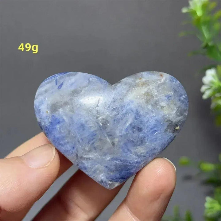 Blue Apatite Crystal Heart: Vibrant electric blue, polished heart-shaped crystal, 49g, for love & communication.