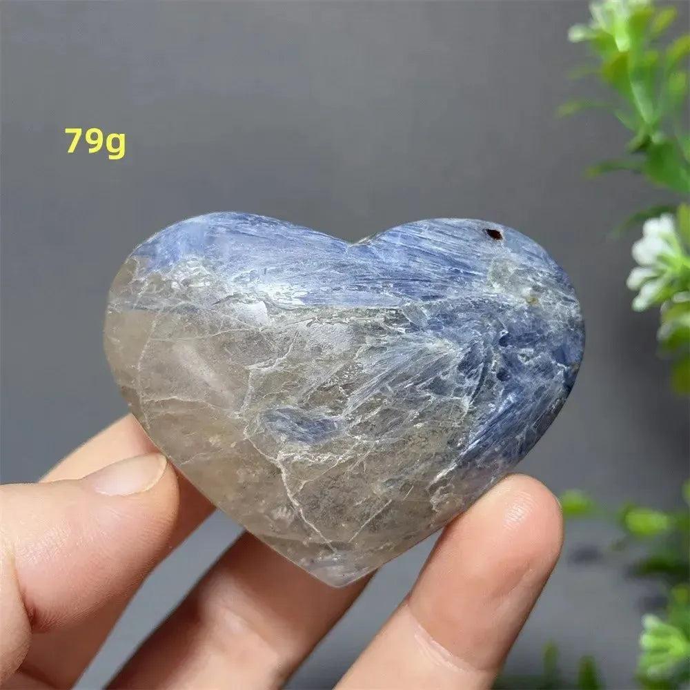 Blue Apatite Crystal Heart, 79g, with vibrant electric blue hues and a smooth, polished finish.