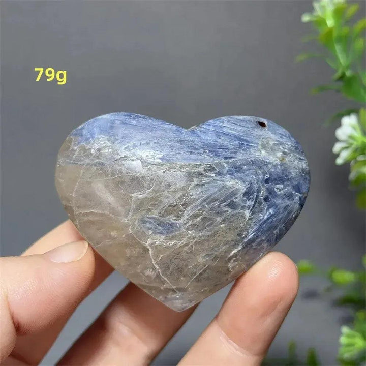 Blue Apatite Crystal Heart, 79g, with vibrant electric blue hues and a smooth, polished finish.