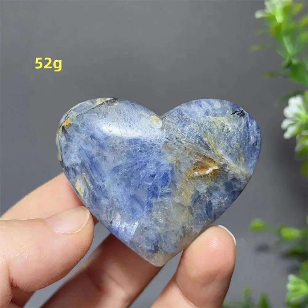 Captivating 52g Blue Apatite Crystal Heart, a polished, electric blue stone for love, communication, and growth.