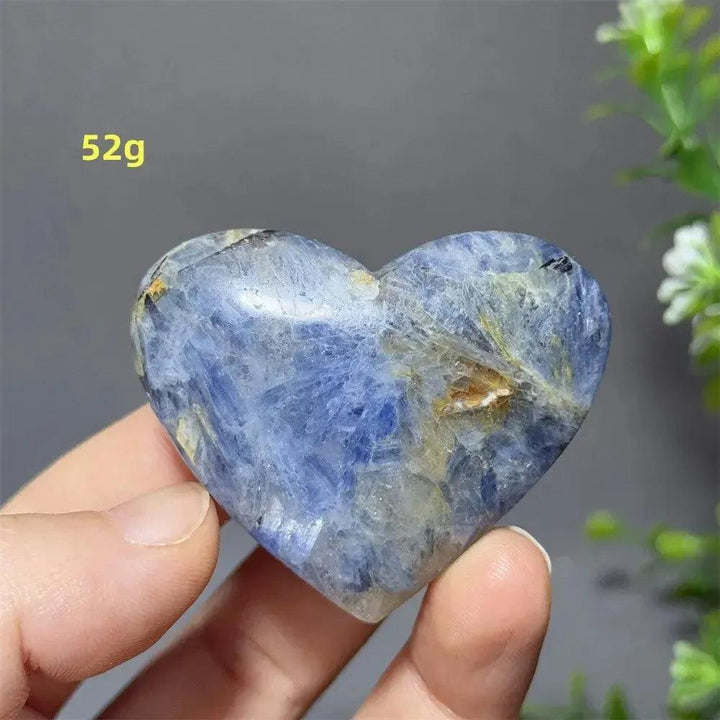 Captivating 52g Blue Apatite Crystal Heart, a polished, electric blue stone for love, communication, and growth.