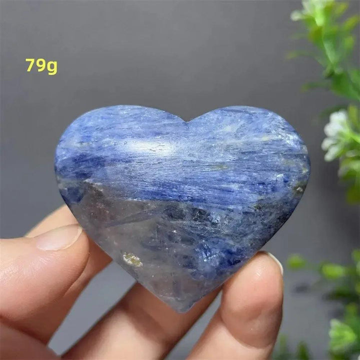 Captivating Blue Apatite Crystal Heart, 79g, with vibrant electric blue hues and a smooth, polished finish.